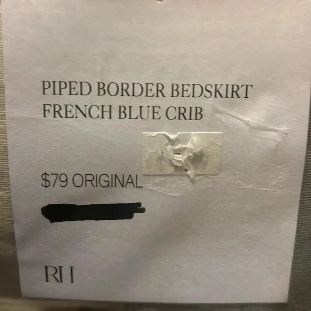 Baby CRIB BEDSKIR - NEW- French Blue Crib- by Restoration Hardware